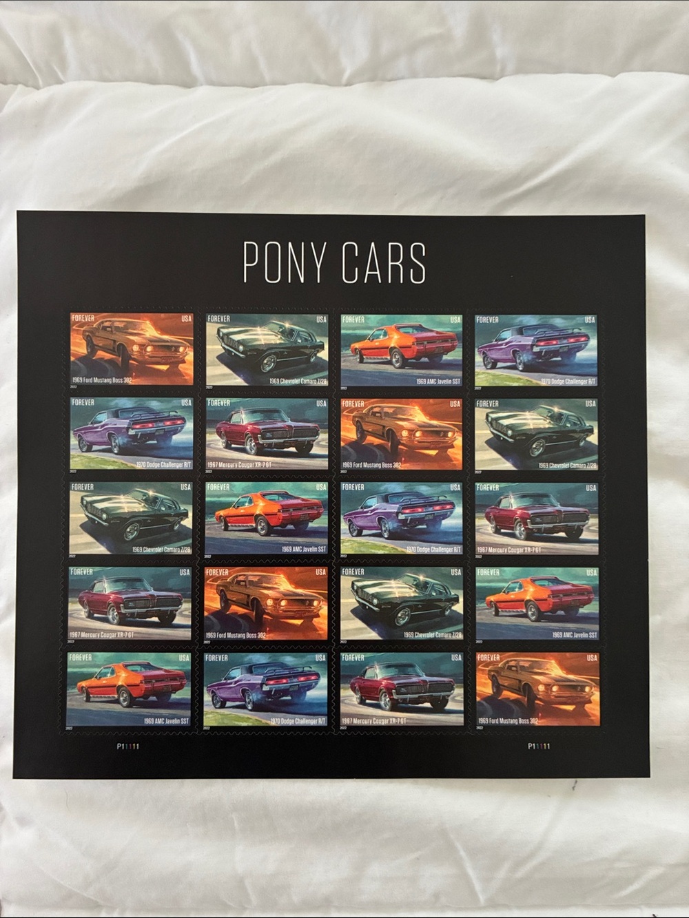 Pony Cars Stamp Sheet - USPS Forever Stamps Full Sheet - Collectable - New Mint